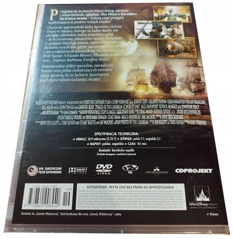 DVD Piraci z Karaibów Na krańcu świata  NOWA WARTO