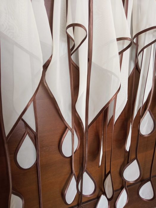 Firanka Zasłonka łezka z woalu Woal 1m biała brązowa do kuchni pokoju