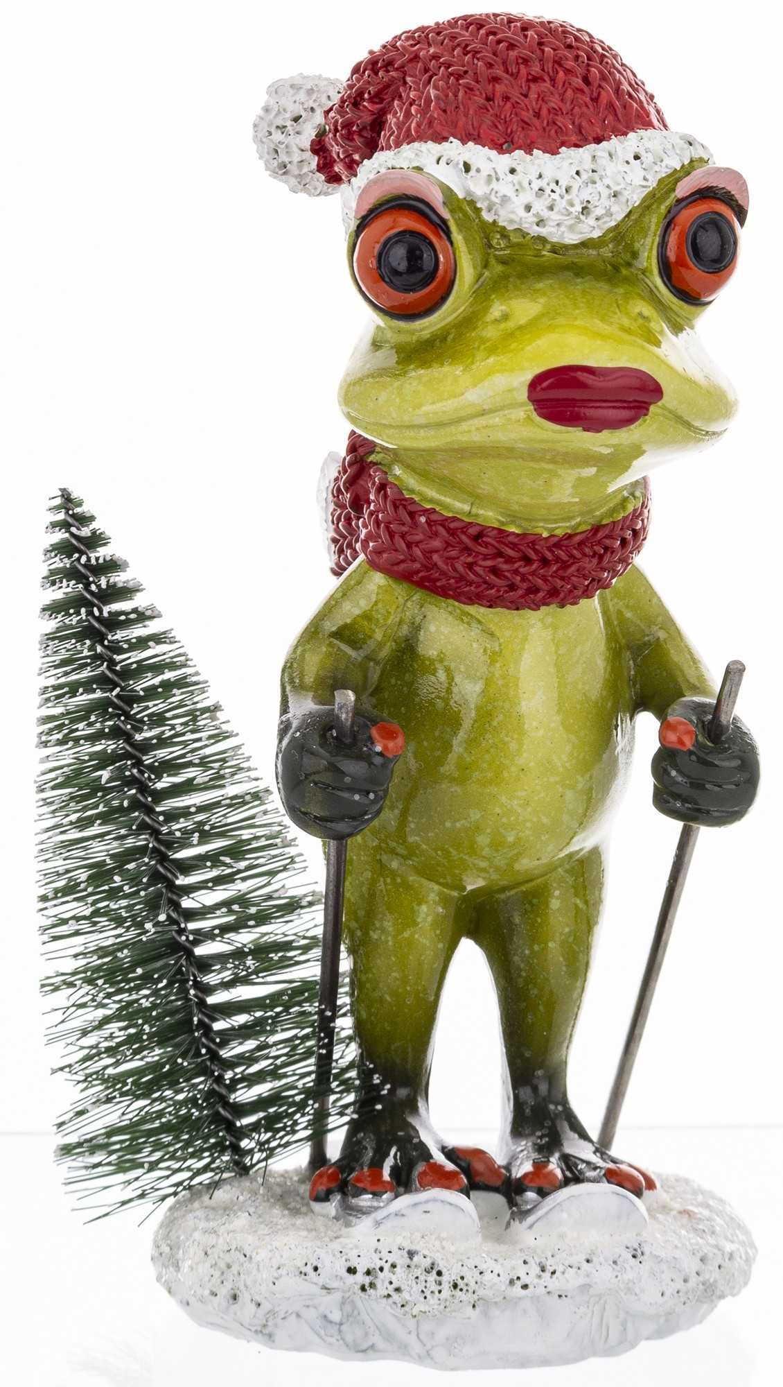 Ozdobna Figurka 14,5 x 8 x 7 cm - Żaba narciarz