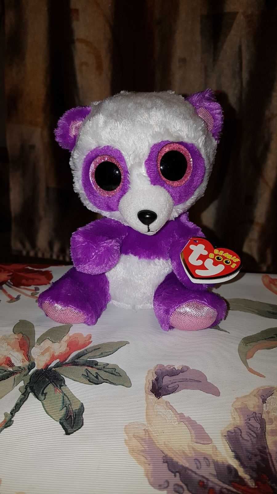 TY Beanie Boos сиреневая пандочка, панда BOOM BOOM 15 см