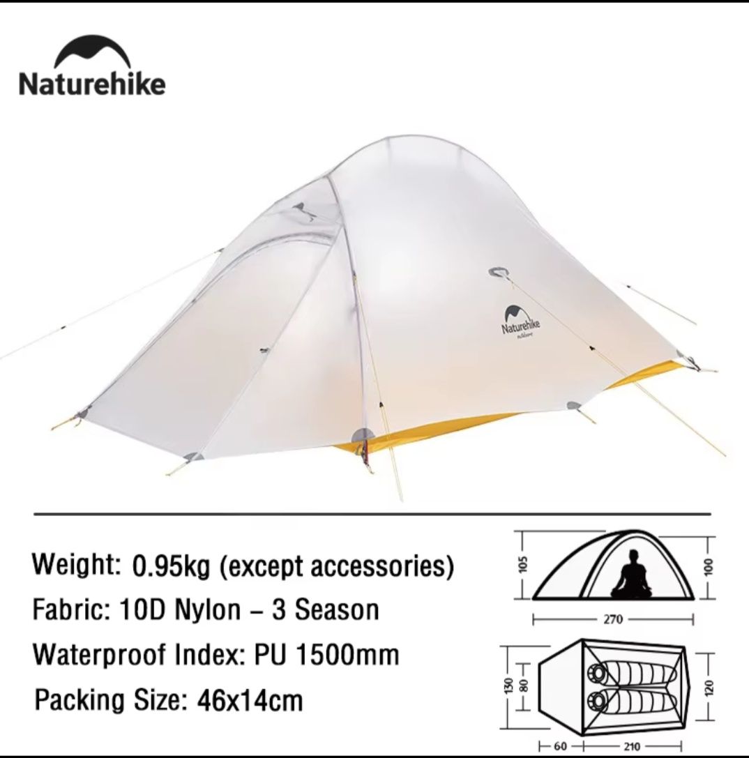 Намети палатки naturehike cloud up 1,  cloud up 2  10D, cloud river