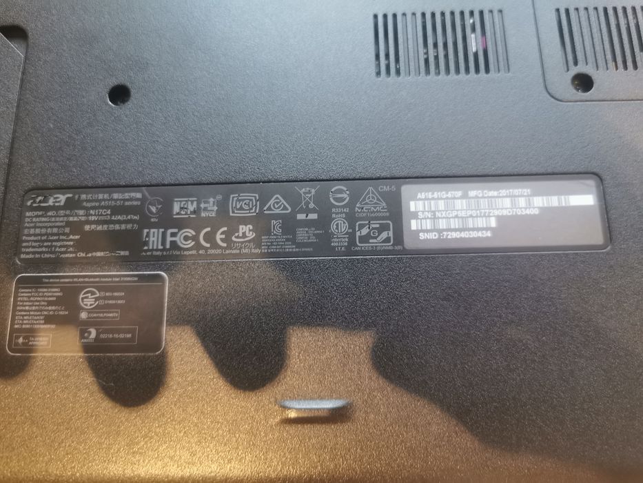 ACER Aspire A515-51 Core i5 2,5GHz 7200U