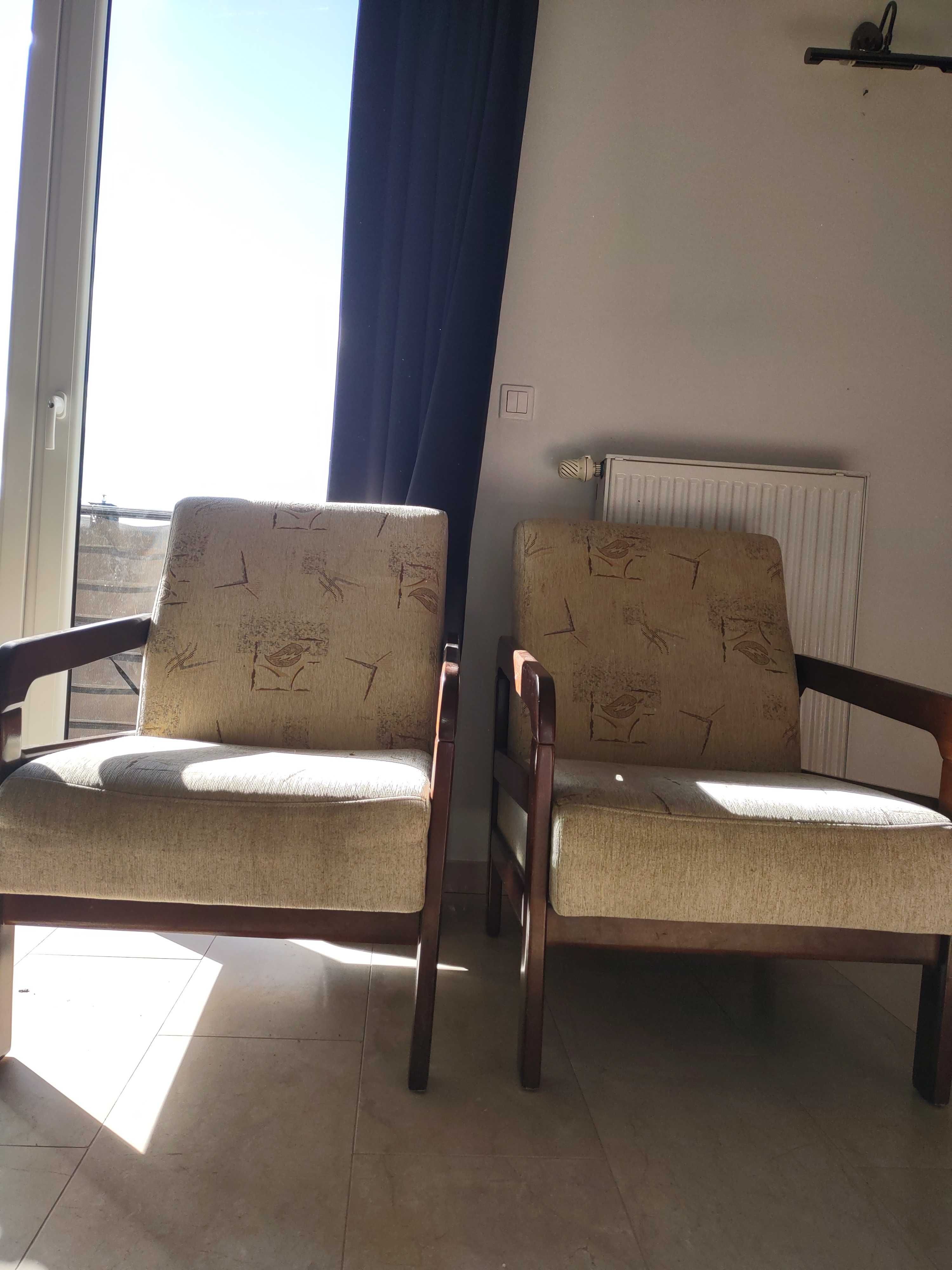 2x Fotele drewno/tapicerka sprężyny Meblotap