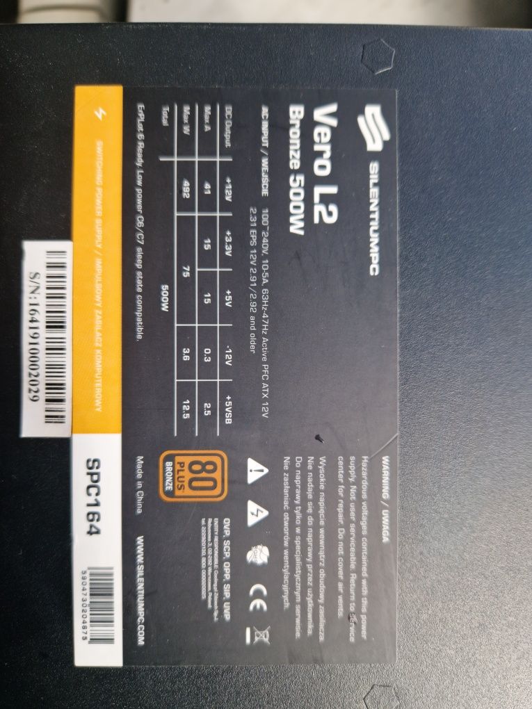 zasilacz vero l2 80plus bronze silentiumPC