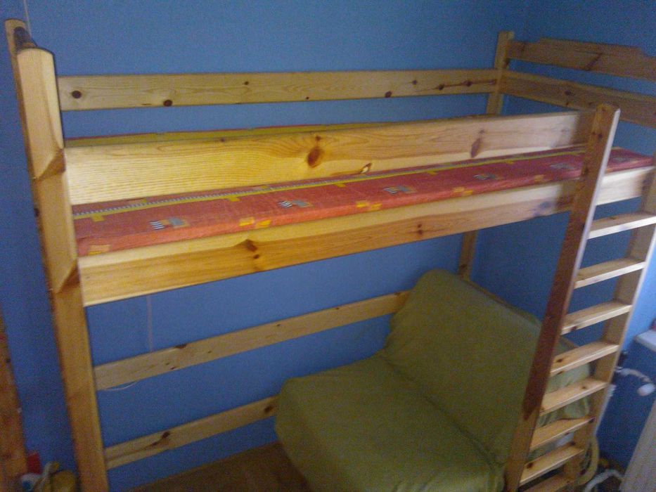 Łóżko piętrowe drewniane na antresoli (bez materaca) 190x80