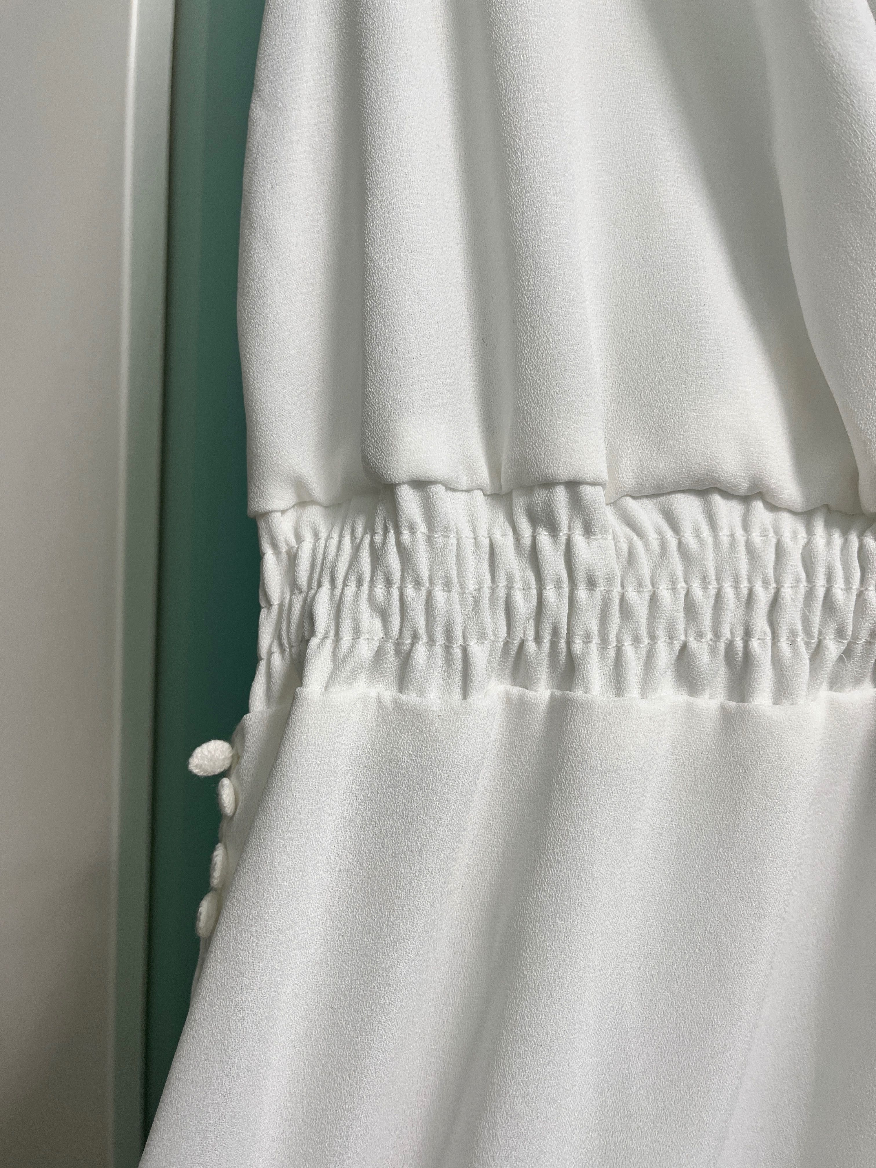 Biały krótki kombinezon M Butik Boho Modna Stylowa Basic