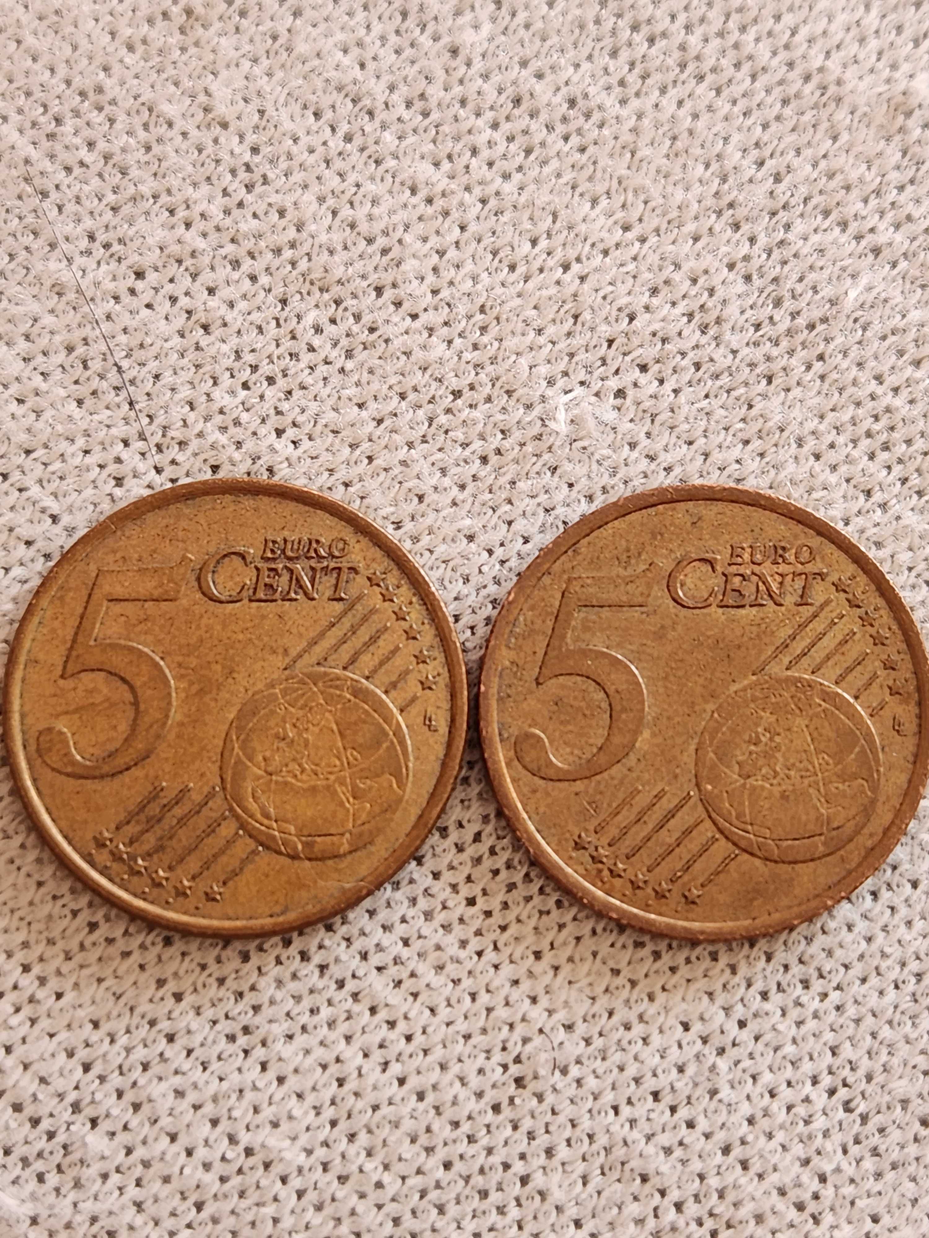 Duas moedas de 5 cêntimos de euro de 1999