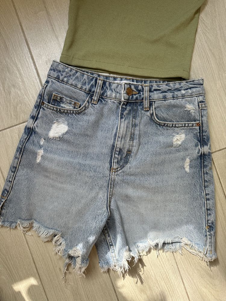 Шорти джинсові блакитні zara , сірі бермуди турція