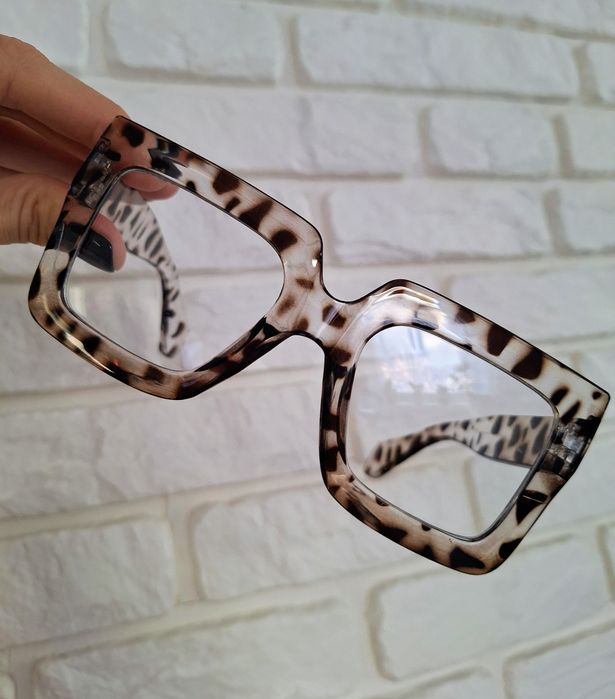 Nowe Oprawy Okulary Kwadraty Retro Vintage Vibe Zerówki w panterkę
