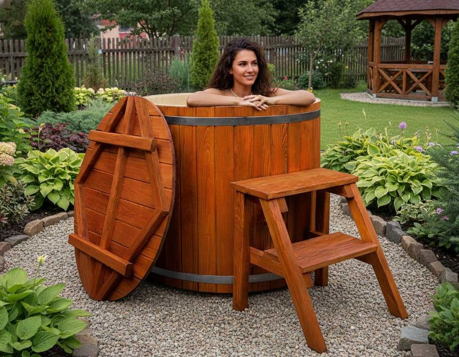 BECZKA 500L do schładzania MORSOWANIA 100x100cm + Schodki + Pokrywa