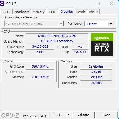 Gigabyte GeForce RTX 3060 EAGLE OC 12GB GDDR6