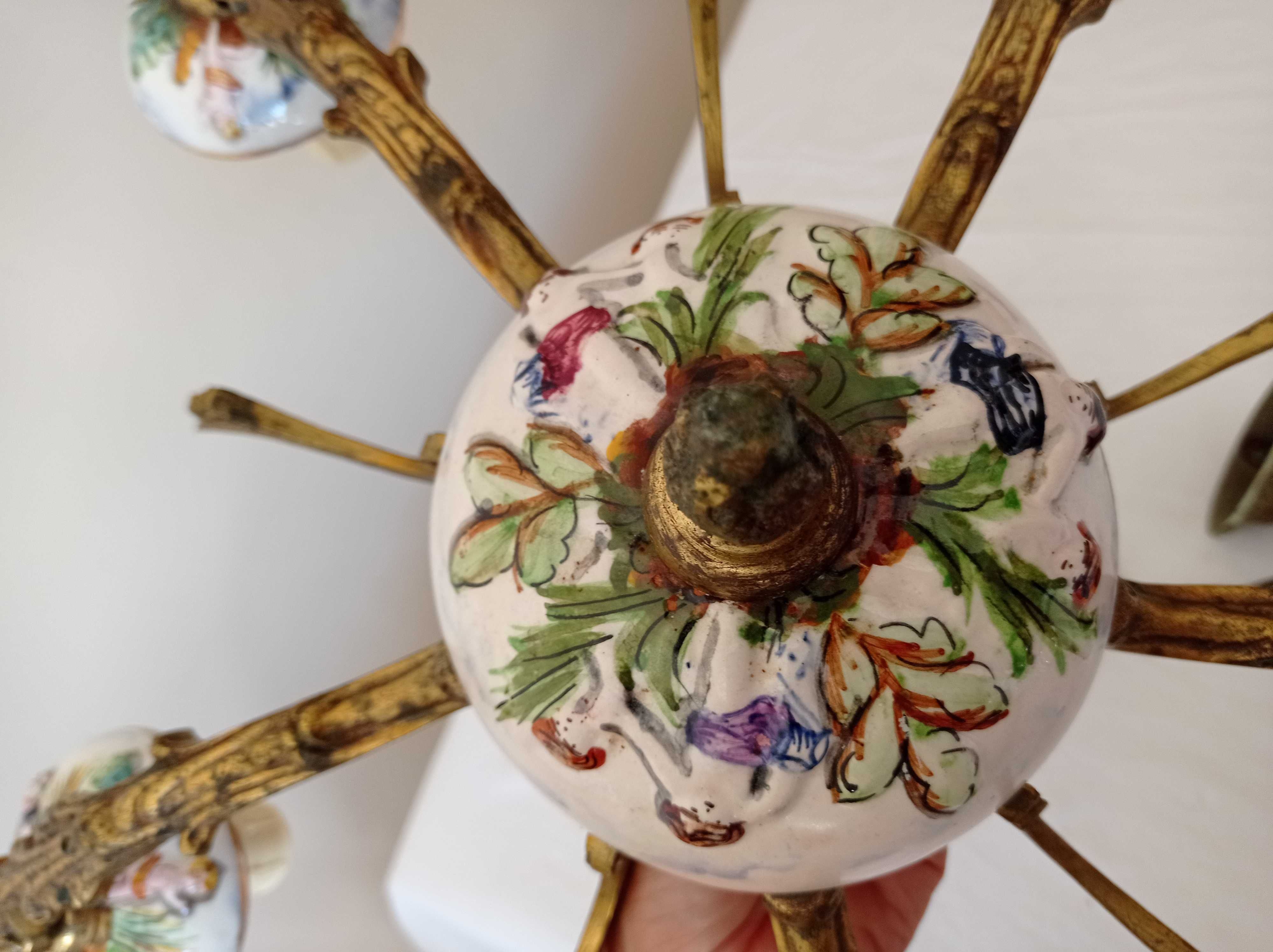Conjunto de candeeiros de cabeceira e teto em porcelana (antigos)