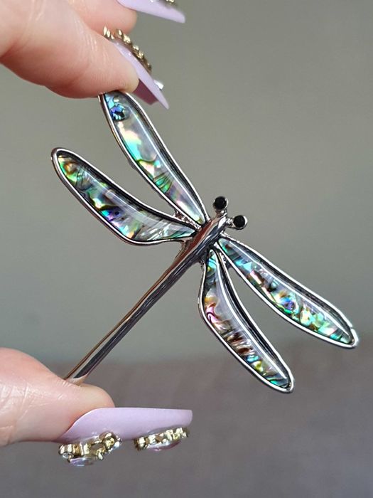 Dragonfly Brooch / Clip-on Brooch / Breast Pin with Shell64297800716034124