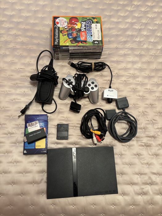 PlayStation 2 Slim + Acessórios + 6 Jogos