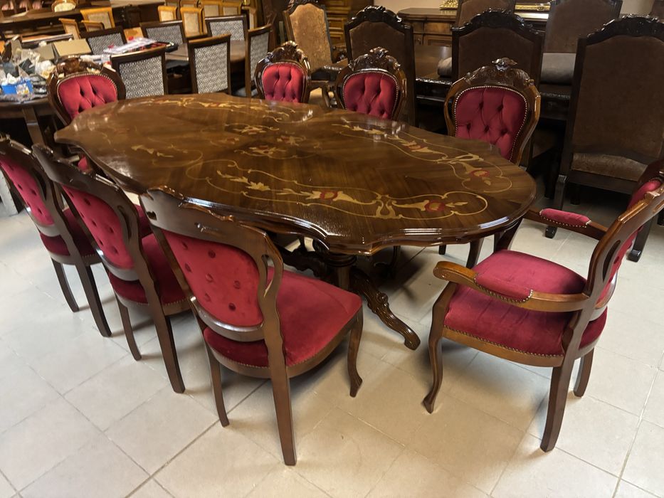 Zestaw włoski stylowy stół na 10 osób 8 krzeseł meble stylowe italy