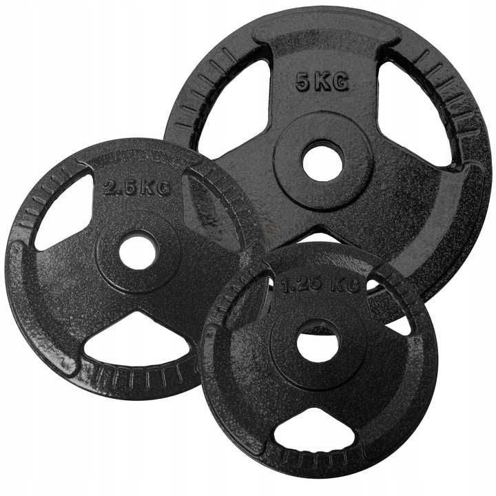 HANTLE ŻELIWNE 2 x 7,5 kg gryf Talerze zestaw 15 kg
