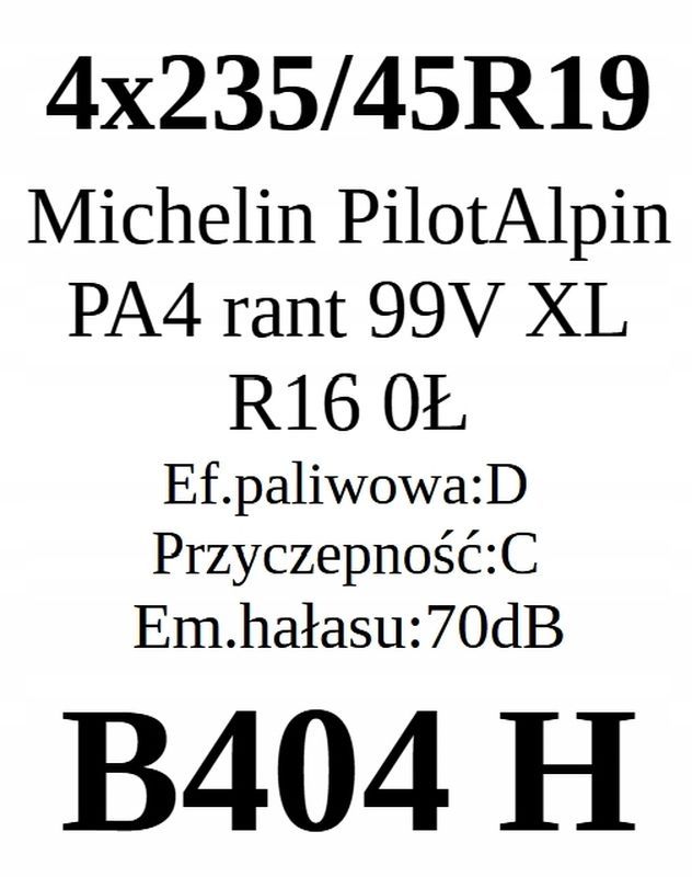 4x 235/45r19 Michelin PilotAlpin Pa4/99v 6,62mm