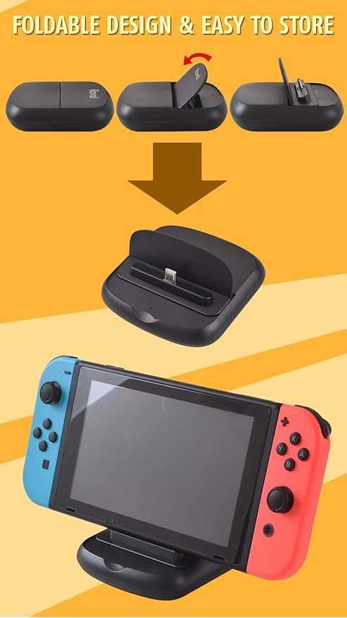 Podstawka ładująca Ravol do Nintendo Switch, składana ładowarka