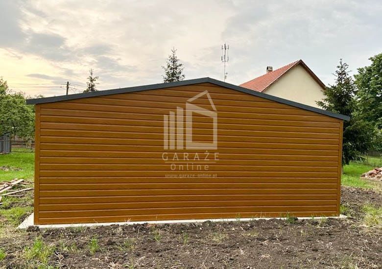 GARAŻ BLASZANY 6x6 dwuspad 2x Brama drzwi 2x okno drewnopodobny ID203