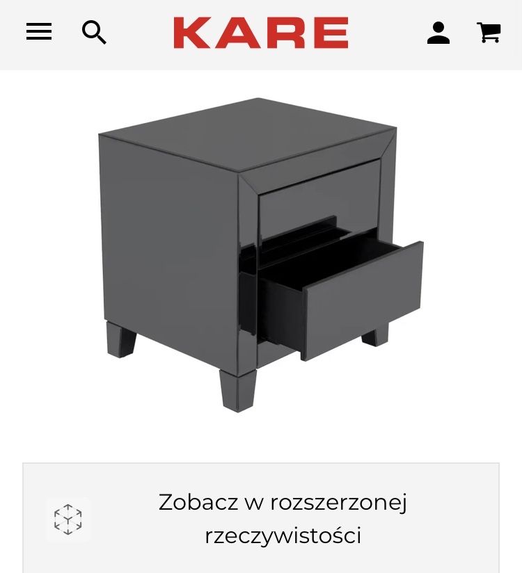 Kare design szafka nocna glamour lustro grafit szklana komoda westwing