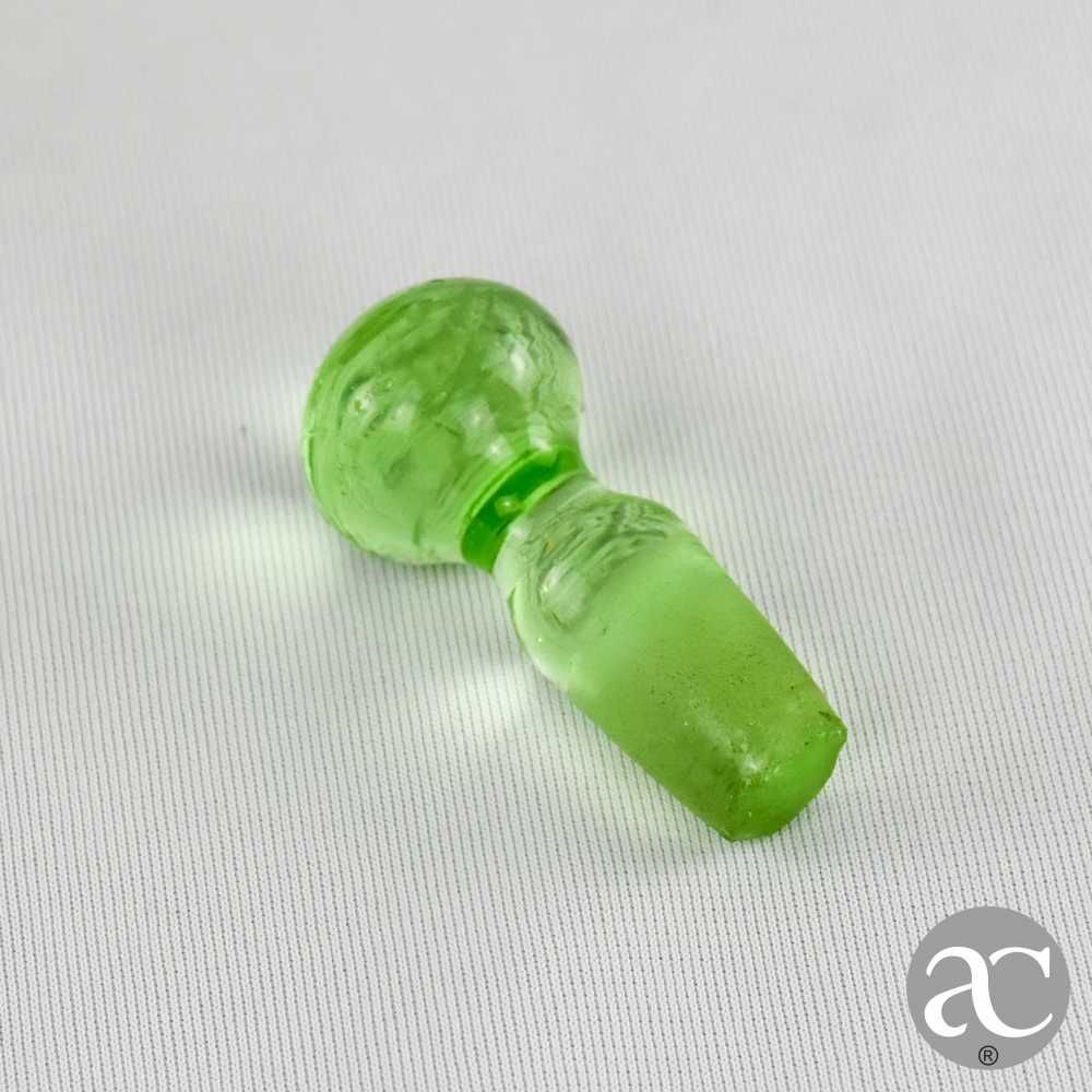 Frasco com rolha vidro soprado forma de cabaça em cor verde, séc. XIX