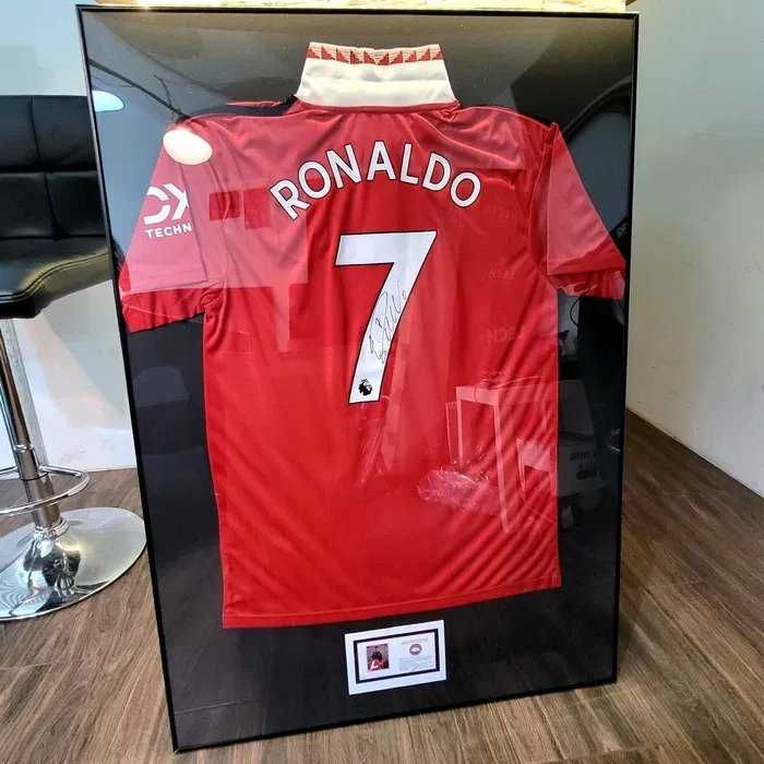 Ronaldo Manchester United koszulka podpis autograf W ramie Na prezent