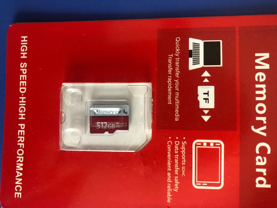 Карта памʼяті  MicroSD обʼємом 512 ГБ високошвидкісна стандарт SDHC