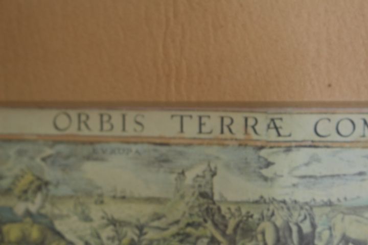 Gravura Orbis Terrae Compendiosa Descriptio duplo-hemisfério 37x 53 cm