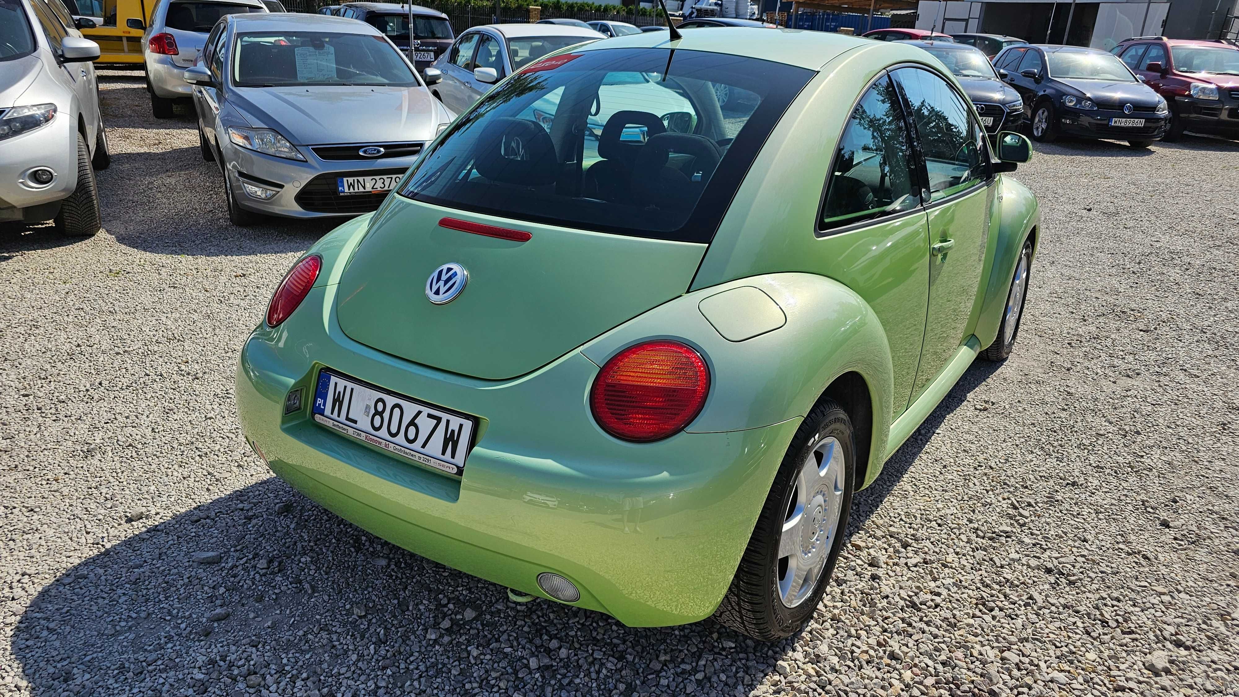 VW New Beetle seledynowy – 156 tys. km, nowe opony 2024, SZYBERDACH