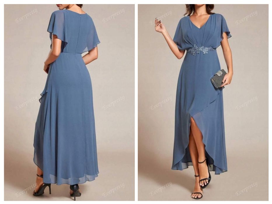 Niebieska sukienka asymetryczna , wesele, sylwester M-L Ever Pretty