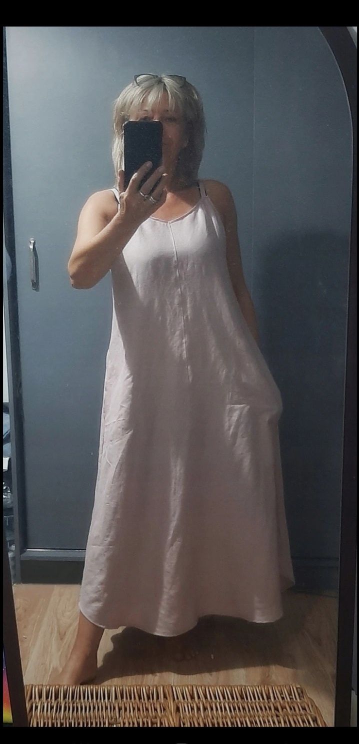 Nowa maxi sukienka blady róż r 40