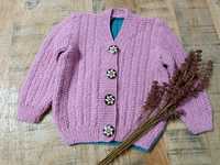 Sweter rozpinany dwukolorowy handmade