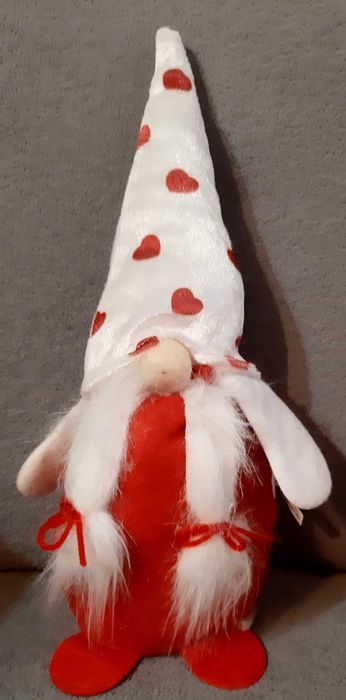 Skrzaty - krasnale ozdoba na święta różowy czerwony i biały