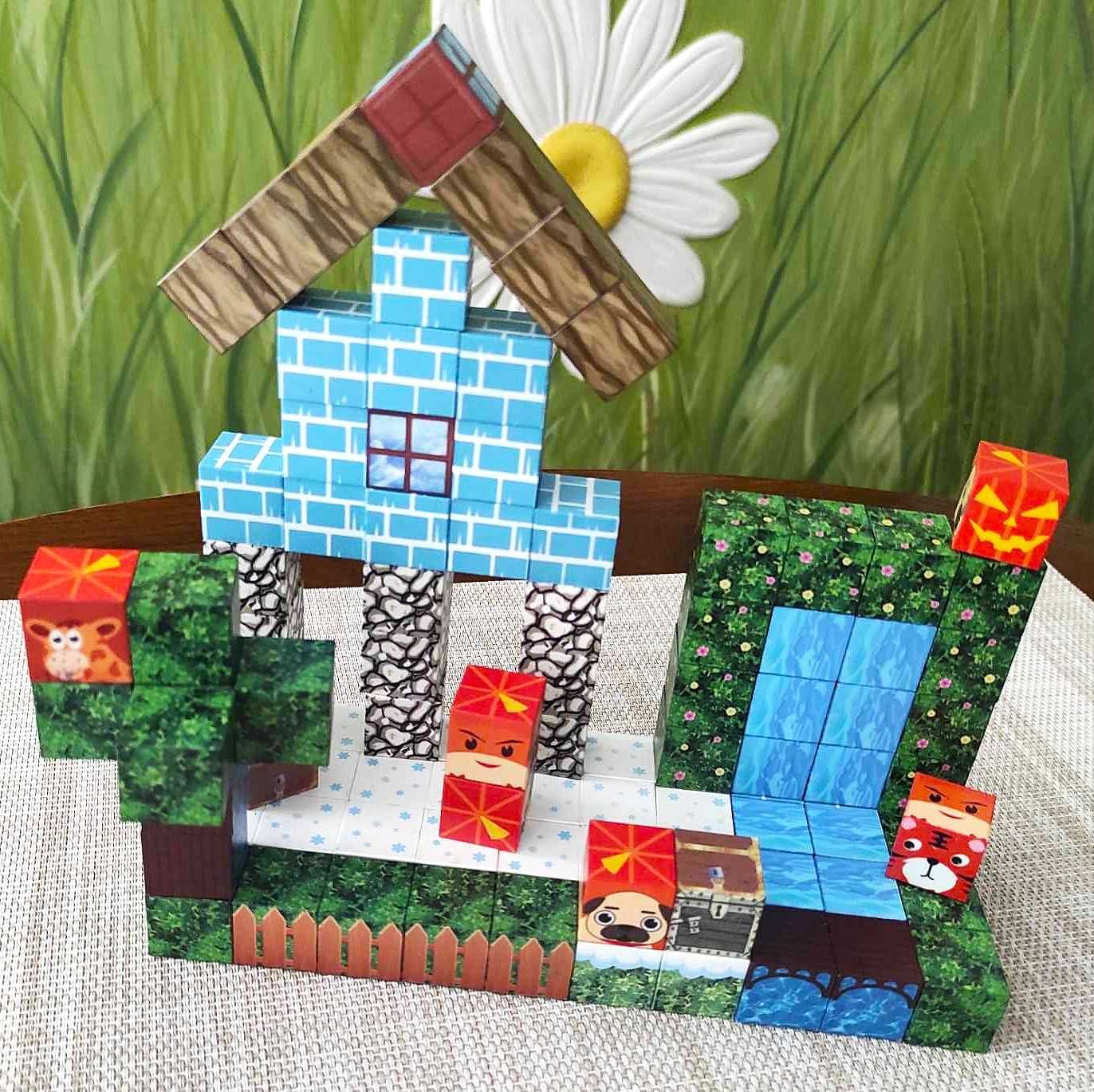 Minecraft Магнітний конструктор Майнкрафт 100 блоків Будинок з водосп