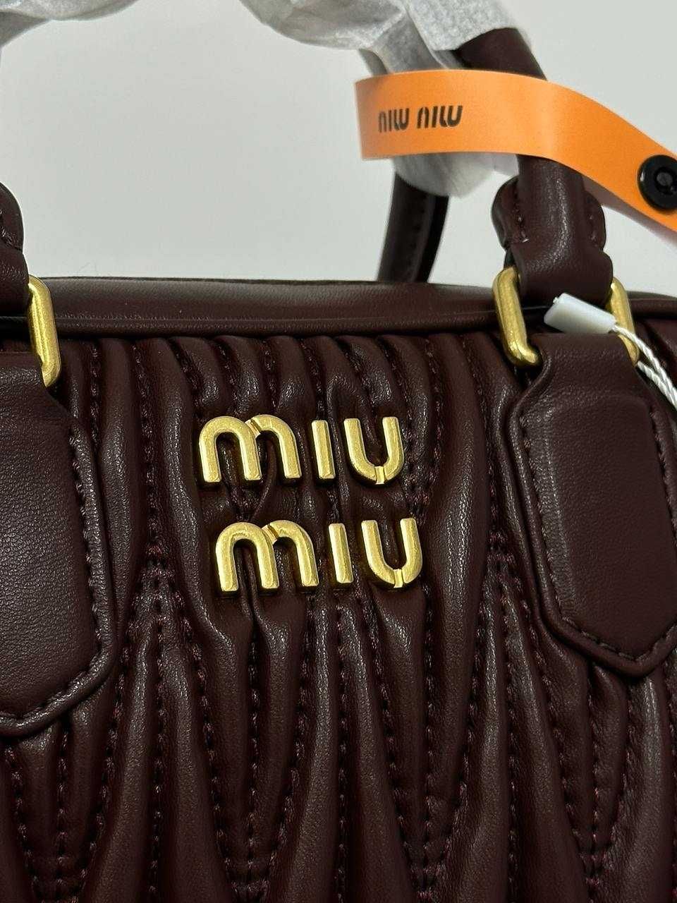 Жіноча сумка Miu Miu Arcadie Matelassé Nappa Leather Bag Burgundy