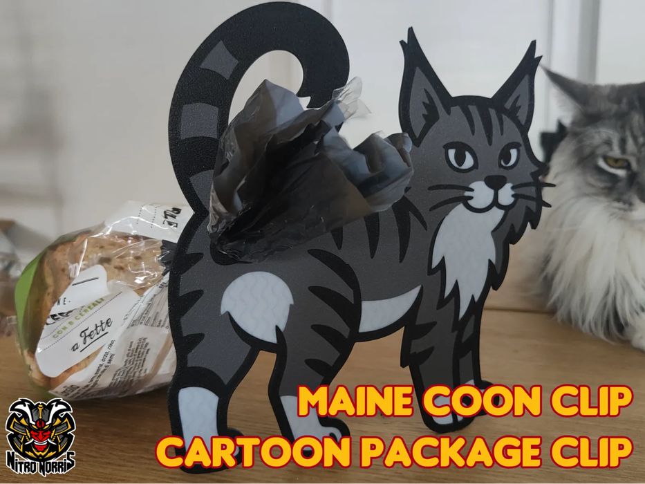Clip para Sacos "Maine Coon" Estilo Cartoon