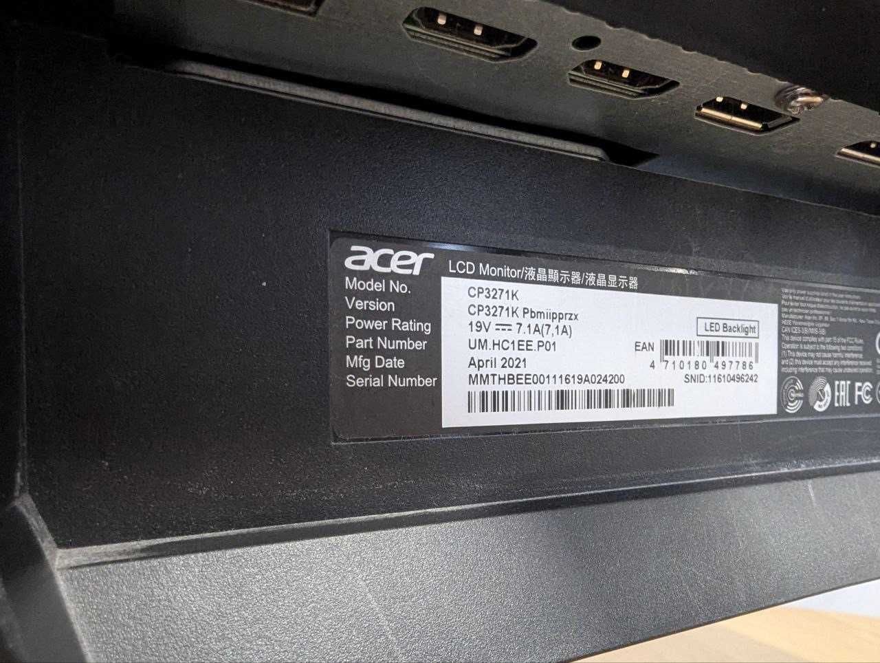 Монітор 27" Acer ConceptD CP3 CP3271KP, 4K 120Гц