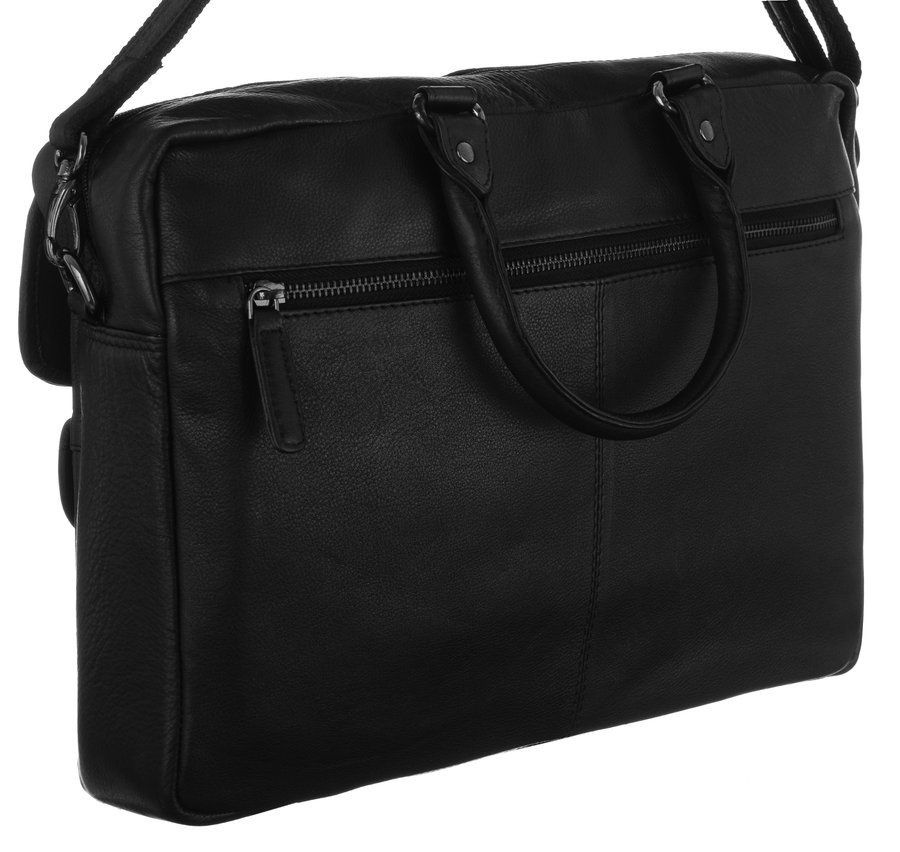 rozbudowana torba na laptopa unisex ze skóry naturalnej