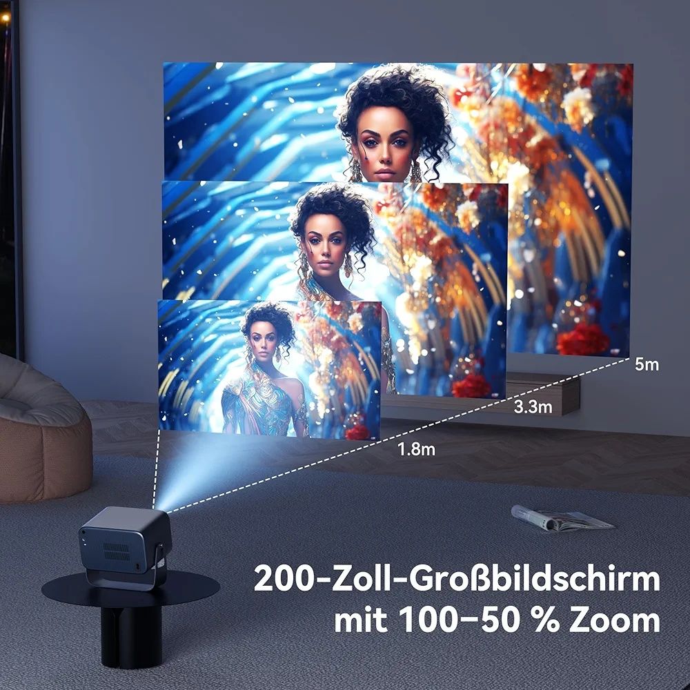 Projektor 4K 1080p 30000lm WiFi6 BT5.2 360° Android 11 Autofocus