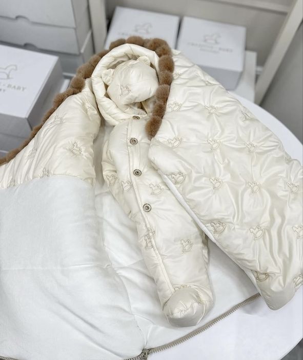 Зимовий комплект набір конверт комбінезон шапка creative.babyfactory