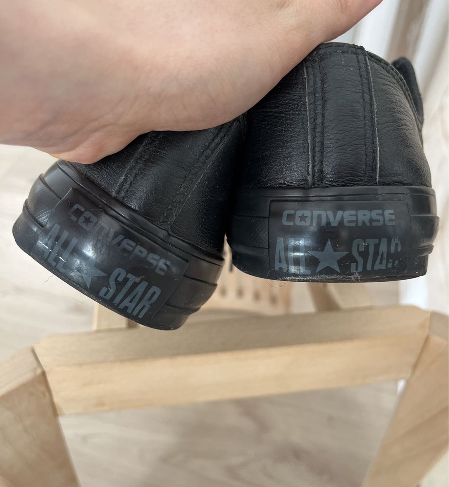 Конверси, чоловічі кеди, converse, натуральна шкіра, чорні