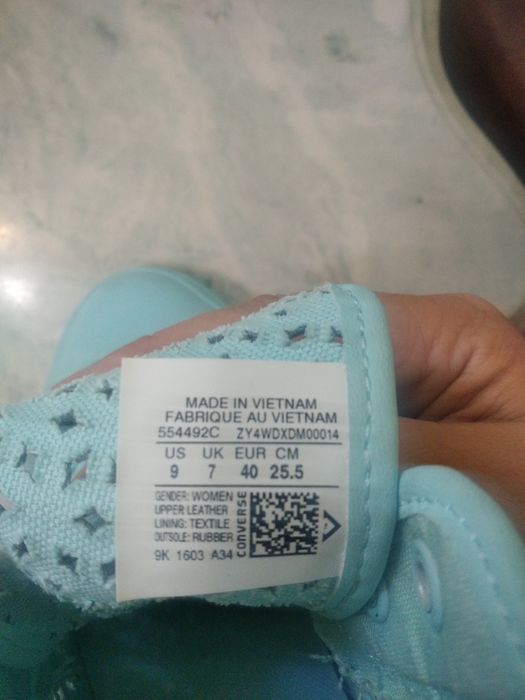 Мятные высокие конверсы Converse с перфорацией