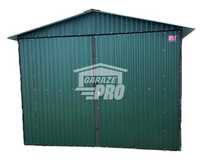 Garaż blaszany 3x6 Brama dwuskrzydłowa Zielony dach dwuspadowy  GP79