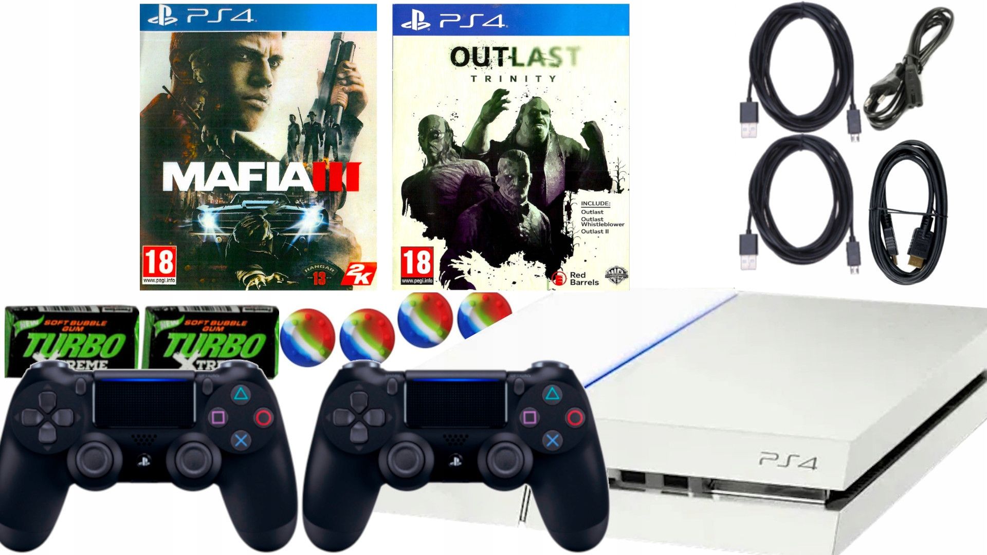 Konsola Sony PlayStation 4 Ps4/1000gb 1tb Pad X2 Pady Fat Biała Komple