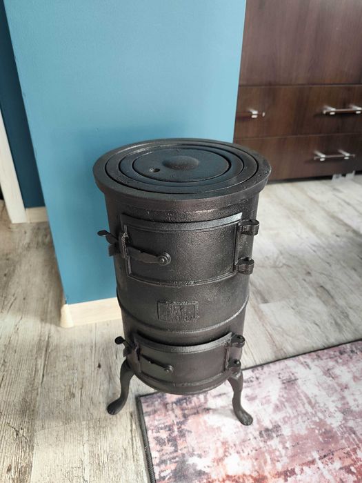 Piec koza nowa fajerka żeliwny zestaw rura itp polski odlew antyk