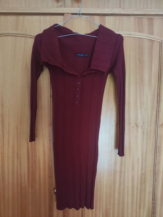 Vestido malha bordô