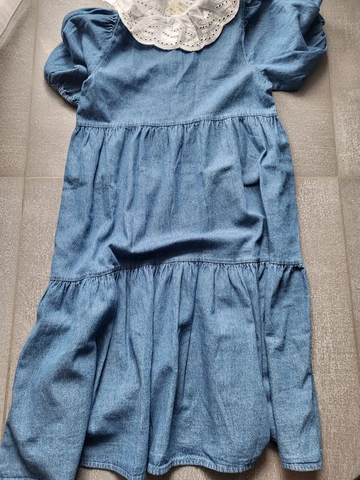 152 reserved nowa z metką sukienka jeans jeansowa kołnierzyk