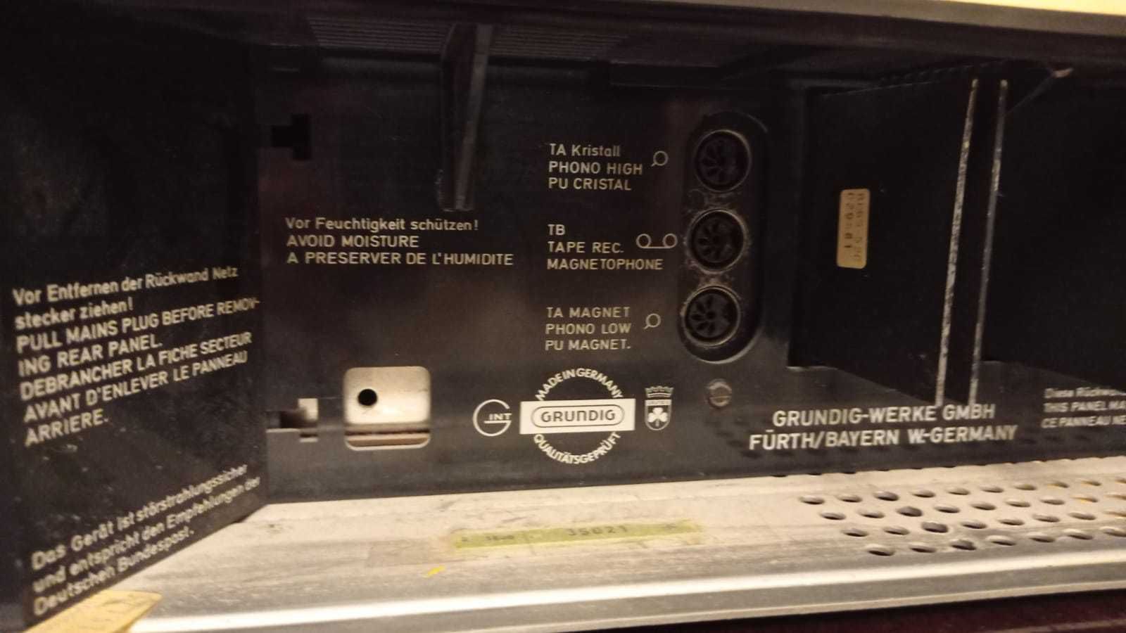 Stylowy komplet kolumn LOEWE, podstawy,  radio GRUNDIG