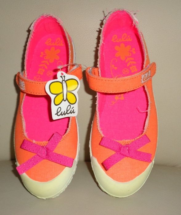 LULU pomarańczowe neonowe NOWE buty sportowe balerinki na rzepy r. 34