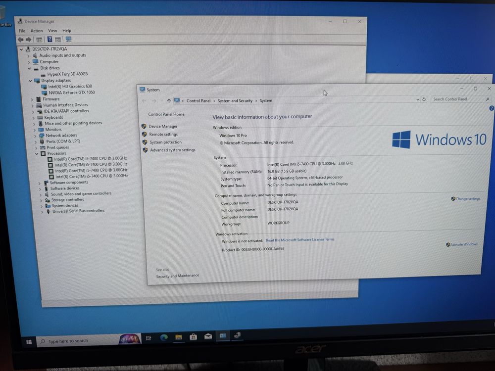 Компʼютер Системний блок intel i5 7400, nvidia gtx1050